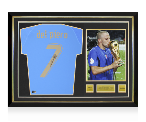 Alessandro Del Piero Official FIFA World Cup™ Back Signed and Hero Framed Italy 2022-23 Home Shirt