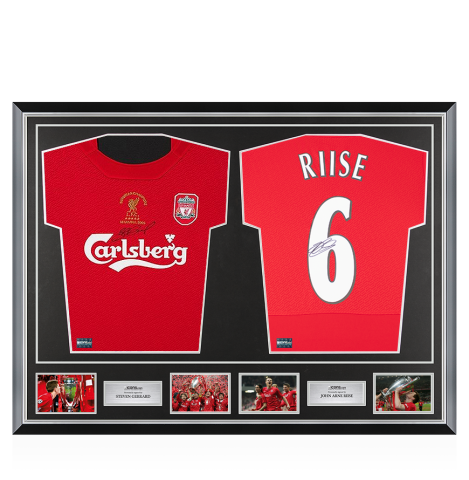 Steven Gerrard & John Arne Riise Signed Liverpool Shirts In Classic Dual Frame