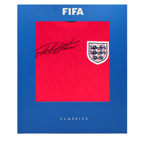 Sir Geoff Hurst Official FIFA World Cup™ Front Signed Score Draw England 1966 Away Shirt In Deluxe Packaging