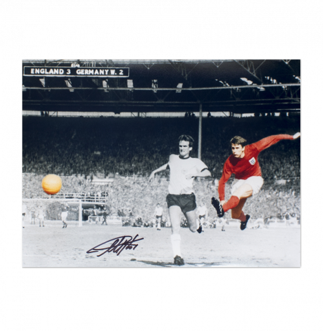 Sir Geoff Hurst Signed England Photo: England vs West Germany Goal Isolated Colour