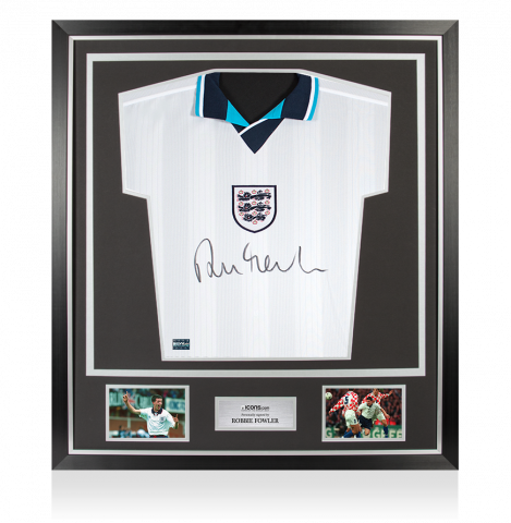 Robbie Fowler Front Signed England Home Shirt In Classic Frame