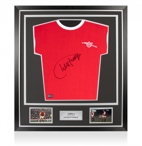 Charlie George Front Signed Arsenal 1970-71 Home Shirt In Classic Frame