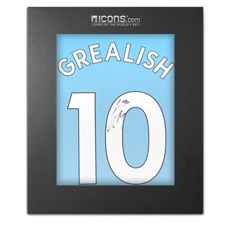 Jack Grealish Back Signed Manchester City 2021-22 Home Shirt In Deluxe Packaging