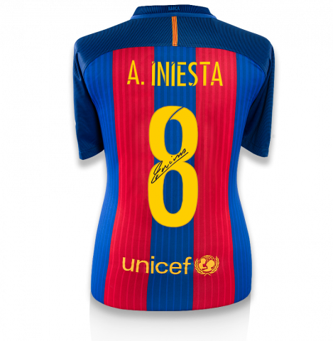 Andres Iniesta Back Signed FC Barcelona 2012-13 Home Shirt