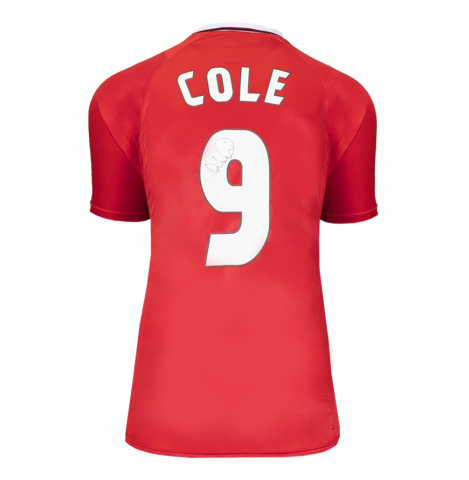 Andy Cole Back Signed Manchester United 1999 Home Shirt with Fan Style Numbers