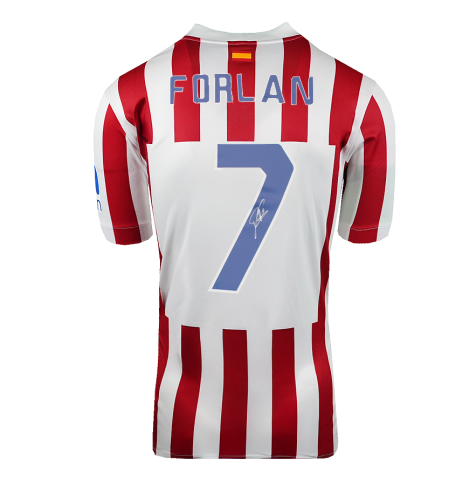 Diego Forlan Back Signed Atletico Madrid Home Shirt In Deluxe Packaging