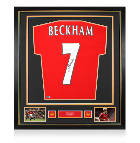 Sir David Beckham Official Manchester United Back Signed and Framed 1999 Home Shirt With Fan Style Number