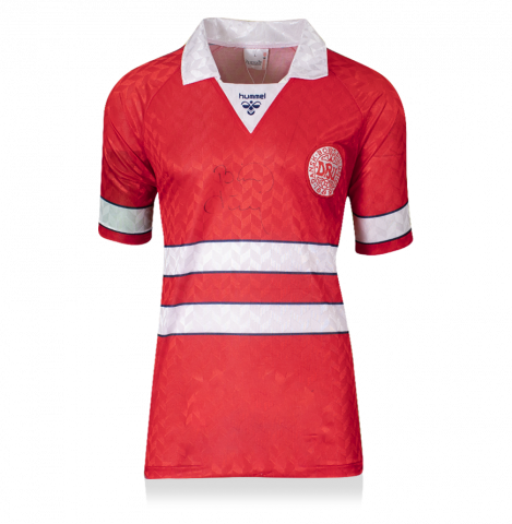 Brian Laudrup Front Signed Denmark 1988-90 Home Shirt