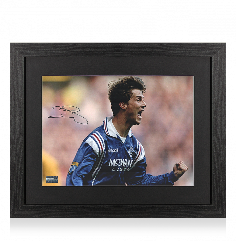 Brian Laudrup Signed Rangers FC Photo In Black Wooden Frame: Icon of Ibrox