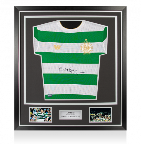 Charlie Nicholas Front Signed Modern Celtic Home Shirt In Classic Frame