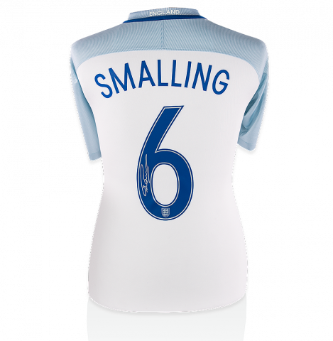Chris Smalling England Back Signed 2016-17 Home Shirt: Number 6 Chris Smalling England Back Signed 2016-17 Home Shirt: Number 6