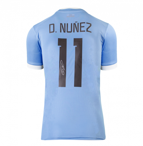 Darwin Nunez Back Signed Uruguay 2022-23 Home Shirt