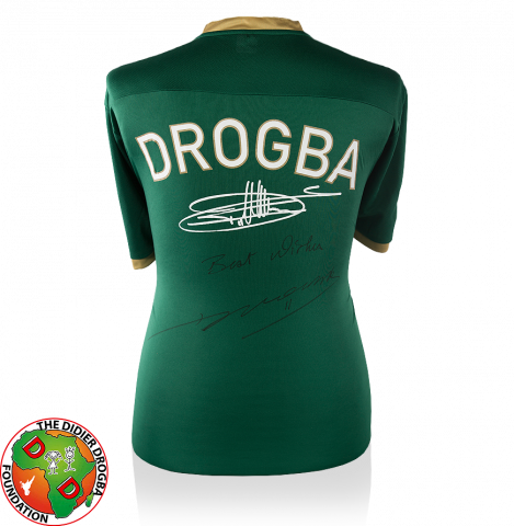 Didier Drogba Back Signed Green Football Shirt