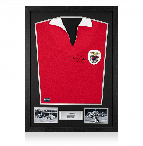 Eusebio Front Signed Retro Benfica Shirt In Classic Frame