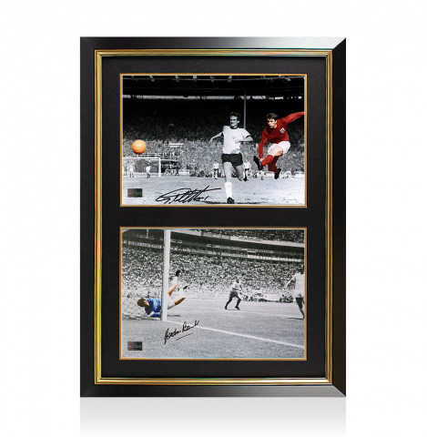 Sir Geoff Hurst & Gordon Banks Signed England Photos In Dual Photo Frame