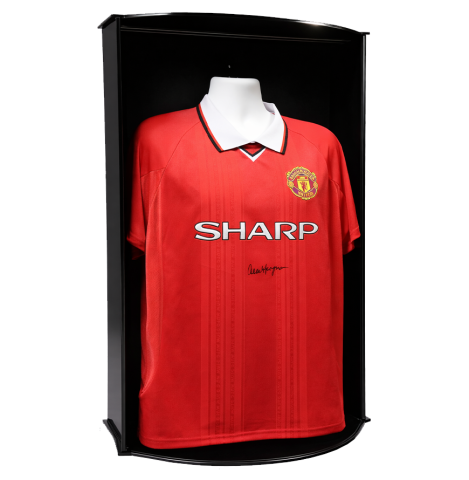 Sir Alex Ferguson Front Signed Manchester United 1999 UEFA Champions League Home Shirt In Icons Premier Display