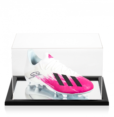 Georginio Wijnaldum Signed White and Pink Adidas X Boot In Acrylic Case