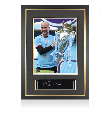 Pep Guardiola Signed Plaque and Photo Frame: 2022-23 Premier League Winner