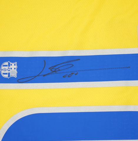 Lionel Messi Official FC Barcelona Back Signed and Framed 2008-10 Away Shirt