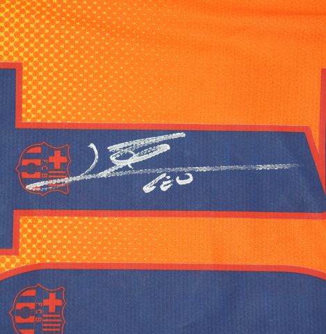 Lionel Messi Official UEFA Champions League Back Signed and Framed FC Barcelona 2012-13 Away Shirt