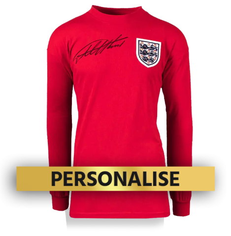 PRE-ORDER Sir Geoff Hurst Signed and Personally Dedicated England Home Shirt