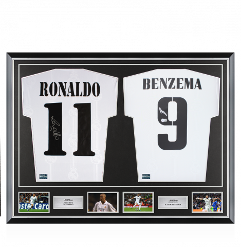 Ronaldo & Karim Benzema Signed Real Madrid Shirts In Classic Dual Frame