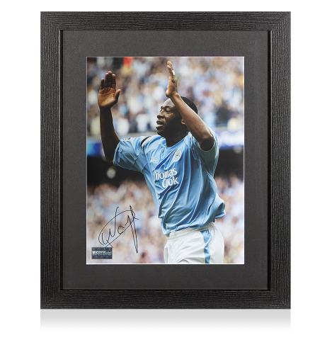 Paulo Wanchope Signed Manchester City Photo In Black Wooden Frame: Goal vs Newcastle United Paulo Wanchope Signed Manchester City Photo In Black Wooden Frame: Goal vs Newcastle United
