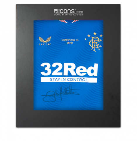 Gary McAllister Front Signed Rangers Home Shirt In Deluxe Packaging