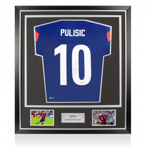 Christian Pulisic Back Signed USMNT 2022-23 Away Shirt In Classic Frame