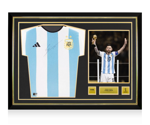 メッシ FIFAワールドカップサインフレーム入りアルゼンチン2022ホームシャツ メッシ FIFAワールドカップサインフレーム入りアルゼンチン2022