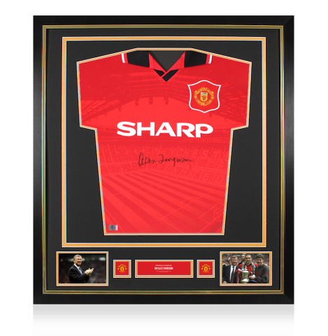 Sir Alex Ferguson Official Manchester United Front Signed and Framed 1996 Home Shirt