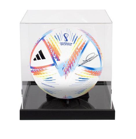 Zinedine Zidane Autographed 2022 FIFA World Cup 2022 Soccer Ball In Acrylic Case