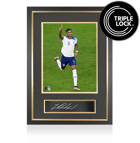 Marcus Rashford Official 2022 FIFA World Cup™ Signed Plaque and Photo Frame