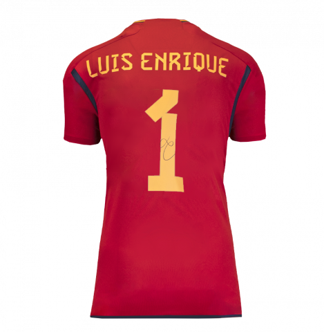 Luis Enrique Back Autographed Spain 2022 Home Jersey with Fan Style Numbers