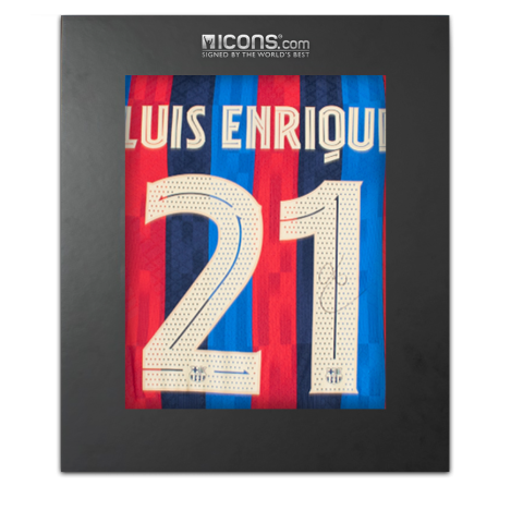 Luis Enrique Back Autographed Modern FC Barcelona Home Jersey