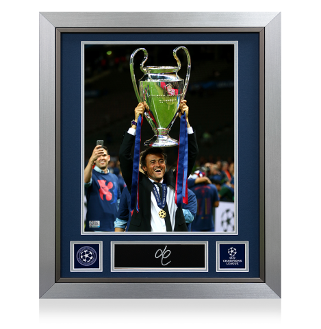 Luis Enrique Official UEFA Champions League Signed Plaque and Photo Frame: 2015 UCL Winner Luis Enrique Official UEFA Champions League Signed Plaque and Photo Frame: 2015 UCL Winner