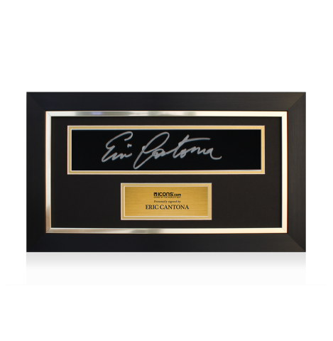 Eric Cantona Signed and Framed Black Plaque
