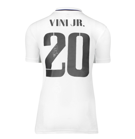 Vinicius Jr Autographed Real Madrid CF 2022-23 Home Jersey with Fan Style Numbers In Deluxe Packaging