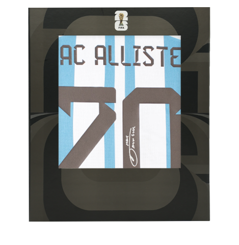 Alexis Mac Allister Official 2026 FIFA World Cup™ Back Signed Argentina 2022 Home Shirt In Deluxe Packaging