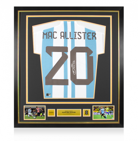 Alexis Mac Allister Official 2026 FIFA World Cup™ Back Signed and Framed Argentina 2022-23 Home Shirt 