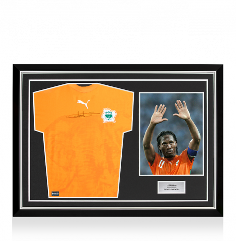 Didier Drogba Front Signed Ivory Coast 2006-07 Home Shirt In Hero Frame: Option 1