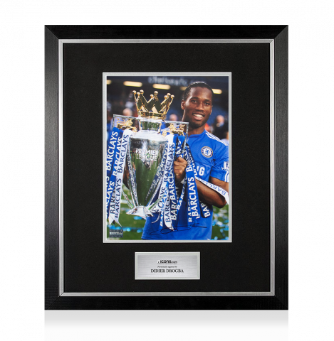 Didier Drogba Signed Chelsea Photo In Premium Photo Frame: Premier League Winner