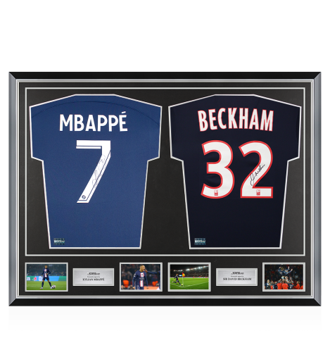 Kylian Mbappe & Sir David Beckham Signed Shirts In Classic Dual Frame