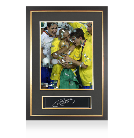 Roberto Carlos Official 2002 FIFA World Cup™ Signed Plaque and Photo Frame: World Champion