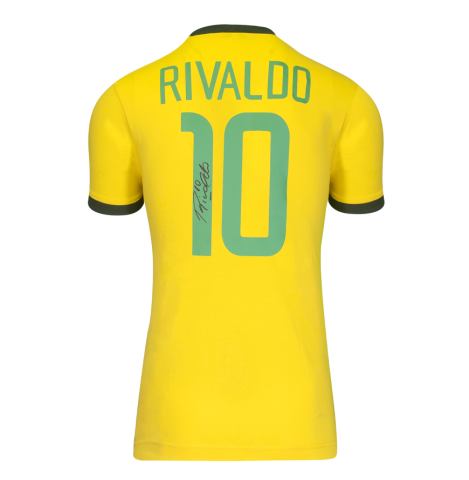 Rivaldo Official FIFA World Cup™ Back Signed Brazil Retro Home Shirt In Deluxe Packaging