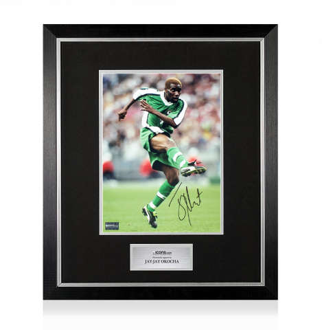 Jay-Jay Okocha Signed Nigeria Photo In Premium Photo Frame