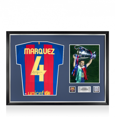 Rafael Marquez Official FC Barcelona Back Signed and Framed Modern FC Barcelona Home Shirt 