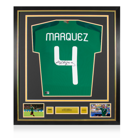 Rafael Marquez Back Signed Mexico Modern Home Shirt with Fan Style Numbers In Classic Frame