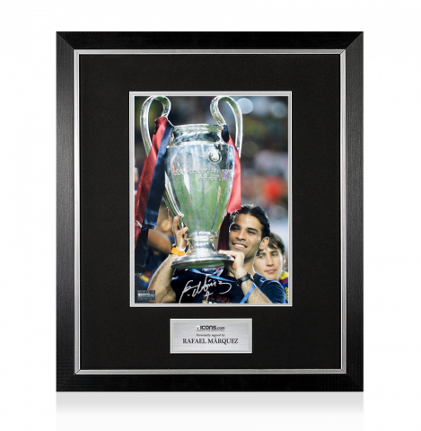 Rafael Marquez Signed FC Barcelona Photo In Premium Photo Frame: 2009 UEFA Champions League Winner