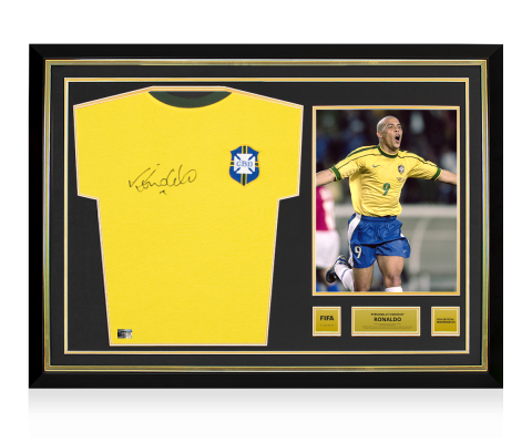 Ronaldo Official FIFA World Cup™ Front Signed and Hero Framed Brazil 1970 Home Shirt